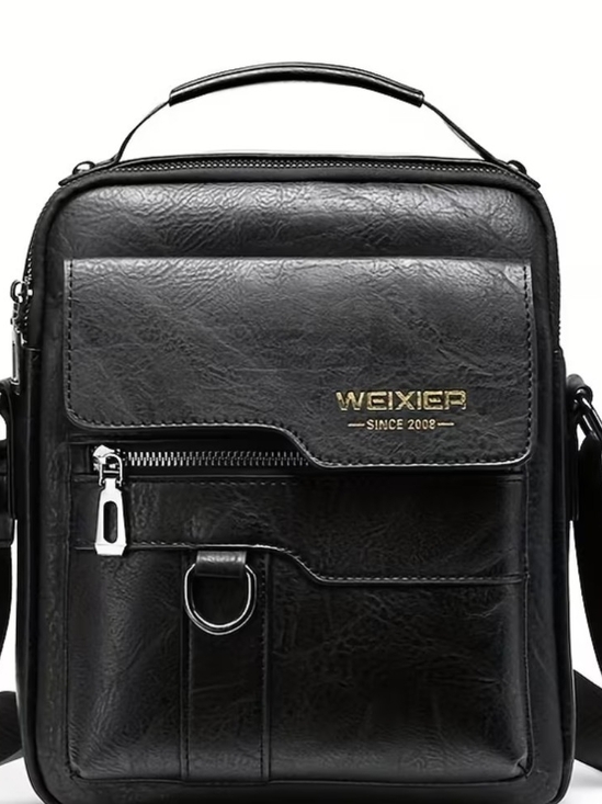 Other - Black Leather Crossbody Bag for Men